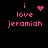 Four pixelated pink text and symbol arrangements on black background, each reading 'i love jeramiah' with varying heart or starburst symbols above 'i'.