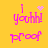 Yellow background with pink pixelated text 'i youhhi' and 'proof' in two , featuring animated heart and starburst effects