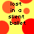 Yellow background with red circles and black text reading 'lost in a silent ballet' arranged in four identical quadrants.