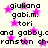 Pixelated text and pink stars on a light background, with repeated names and partial phrases visible across the image.