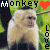 Pixelated monkey image with text and hearts, showing two side-by-side poses against a green background.