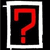 A pixelated red question mark inside a white frame on black background, with blue text reading 'where is the love?' to the right.