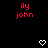 Red text 'ily john' repeated across black background with white heart and arrow symbols in pixelated style.