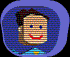 Three distinct pixelated character icons with rounded blue borders, each featuring unique facial expressions and backgrounds.