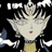 Pixelated static image of a stylized character with closed eyes, red lips, and spiky white hair against black background.