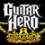 Guitar Hero logo with white stylized text over yellow and orange flame-like shapes on black background, displayed in a