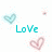 Pixelated teal text 'Love Is Forever' appears with floating heart shapes in light blue and pink on a white background.