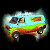 A pixelated animated contact sheet showing two frames of a Scooby-Doo van icon with green text reading "Original Icons .com" on the right side.