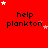 Red background with repeated 'help plankton' text and white/pink star animations