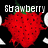 A pixelated red strawberry with green leaves appears in three positions against a black background, each labeled with white text: "Strawberry," "Fields," and "Forever."