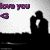Pixelated image with purple text 'love you' and a heart symbol above two black silhouettes embracing against a white background.