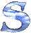 Nine blue and white striped S-shaped icons arranged in a on a gray background, each with distinct stripe patterns and shading variations