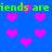 Blue background with pink pixelated hearts and green text reading 'iends are iends are' repeated twice.