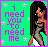 Pixel art buddy icon featuring a cartoon woman with long dark hair against a bright green background, surrounded by pink stars and bold pink text reading "i need you to need me".