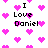 Pixelated icon with repeated text "I Love Daniel" surrounded by pink hearts on white background.