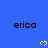 Blue background with repeated 'erica' text and white pixelated hearts, partially obscured by a gray rectangle.