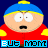 A contact sheet of 20 animated frames showing a cartoon character with blue hat, red jacket, yellow sleeves, and white eyes in various expressions against dark blue background.