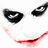 White face with black eyes and red lips; one frame shows "BOO" text over the face.