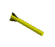 Yellow cylindrical object with darkened tip rotates through multiple angles against gray background.