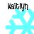 Four identical pixelated cyan snowflakes with black text 'Kaitlyn' above each, arranged in a on white background