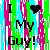 Pixelated static image with bold black text "I ❤️ My Guy!" over a glitchy background of vertical cyan, magenta, and green stripes.