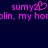 Pixelated pink text on dark blue background with heart symbol replacing 'y' in 'sumy2' and partial 'holin' text.