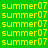 Green background with yellow 'summer07' text repeated in a , some highlighted in pink