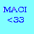 Blue pixelated text 'MACI' and '<33' on a light blue background with no visible motion.
