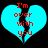 Two cyan heart shapes with black cracks, each containing red text reading "I'm over with you" against a black background.