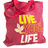 A static pixelated icon with a pinkish-red background featuring yellow and white text, a stylized flower graphic, and a red bow-like shape at the top.