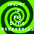 Four identical display a green and black spiral background with white text reading "amber is my biffle" and repeated exclamation marks followed by ";33"
