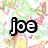 Pixelated text 'joe is HAWT' appears over a colorful abstract background with green, pink, yellow, and brown shapes.