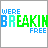 Pixelated text 'WERE BREAKING FREE' with green and blue lettering, stars in various positions
