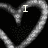 A black background features a white heart outline with text reading "I Love You!" in pixelated font across three sections.