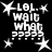Black background with white pixelated text and star shapes arranged in a pattern, featuring repeated phrases and symbols