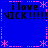 Blue background with repeated pink decorative borders and black text reading 'ilove NICK!!!!!' in pixelated font.