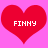 Two red heart shapes on a pink background with white text reading FINNY inside each heart.