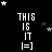 Black background with white pixelated text 'THIS IS IT [=]' repeated in a , surrounded by scattered white and gray stars, with a gray rectangle in the bottom-right corner