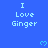 Blue background with repeated 'I Love Ginger' text and small heart symbols in light blue, arranged in a pattern