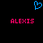 Blue pixelated heart symbol above two identical pink text labels on black background.