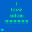 Blue background with green text 'i love adam' and dotted lines, featuring varying numbers of light blue heart symbols in different positions across observations.