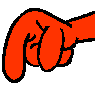 Four red cartoon hands with black outlines point left on a gray background, each showing slight variations in finger positioning