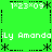 Green background with white and black pixelated text repeating 'ily Amanda' and '1*23*09*' in a pattern, bordered by dashed lines and asterisks