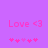 Pixelated pink text 'Love <3' on purple background with five small pink stars below, two versions showing star animation changes.