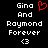 Pixelated text reads "Gina And Raymond Forever" with a red heart symbol above the right side and a white '<3' below, all on black background.