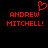 Red pixelated text 'ANDREW MITCHELL!' appears twice on a black background, with one instance accompanied by a red heart symbol above it.