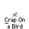 Animated contact sheet of a pixel art icon showing a sequence where a bird is defecated on, followed by a stick figure's revenge attack with brown splatters and the word REVENGE appearing.