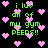 Pixelated green text on black background with pink hearts, repeating 'i luv all of my gym PEEPS!!' in multiple