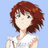 Pixelated anime-style character with red hair and white top on light blue background next to black panel with silver text "Anime IM" and signature.