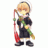 A pixelated anime-style character holding a red and green staff-like object, next to text reading "Anime IM" on black background with "COM" below it.